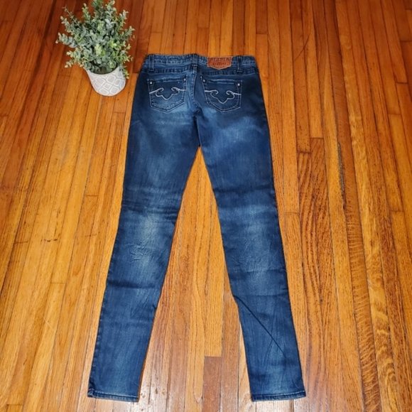 Express Rerock Skinny Jeans Whiskered Legging Stretch Denim Cotton Preppy Boho 0 - Picture 3 of 7